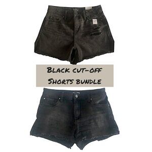 Black Cut-Off Denim Shorts Frayed Hem Denim Shorts (Size 2 & 25)